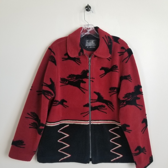 Tsunami Vintage Fleece Jacket Western Horse Design Large - Picture 1 of 7